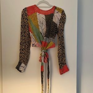 Anthropologie Fun print, wrap top